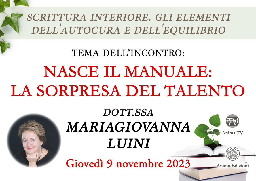 Nasce il manuale: la sorpresa del talento – Incontro con MariaGiovanna Luini @ Diretta streaming + Live (dal vivo)
