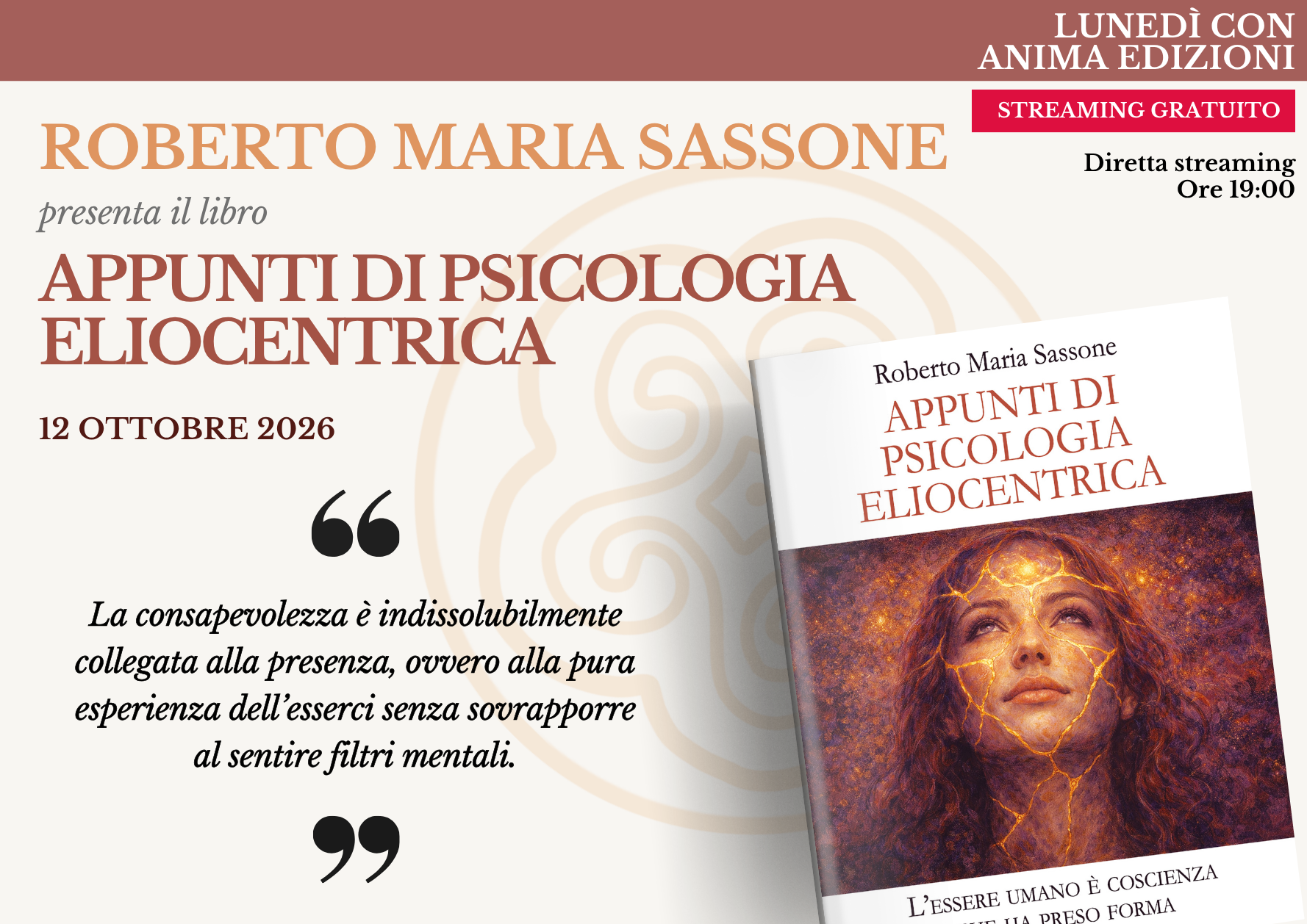 Appunti di psicologia eliocentrica – Roberto Maria Sassone (Diretta streaming)